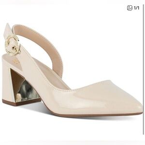 Jones New York Womens CANDREE Ivory Patent Leather D'Orsay Heels Shoes NWOT